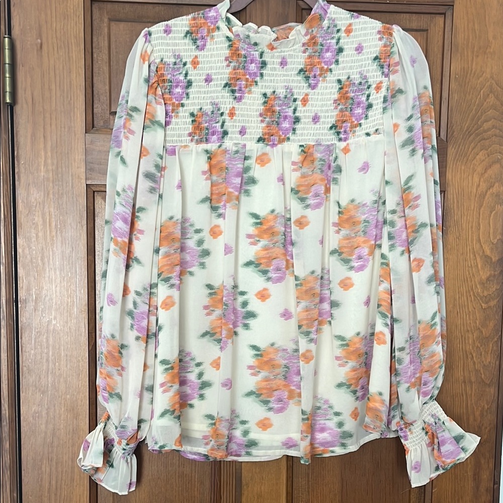 Floral Smocked Blouse - Multicolor